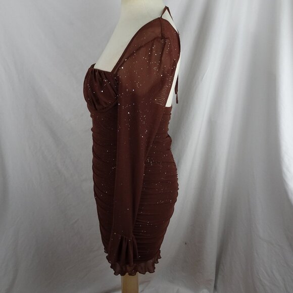 Women Brown Sparkly Dress Size M - Picture 3 of 8